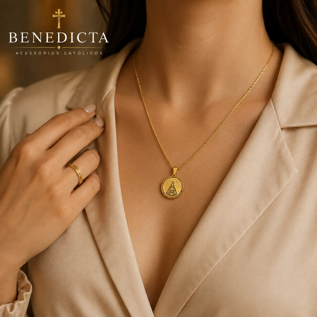 Colar Nossa Senhora Aparecida Dourado | Proteção da Mãe em todos os momentos