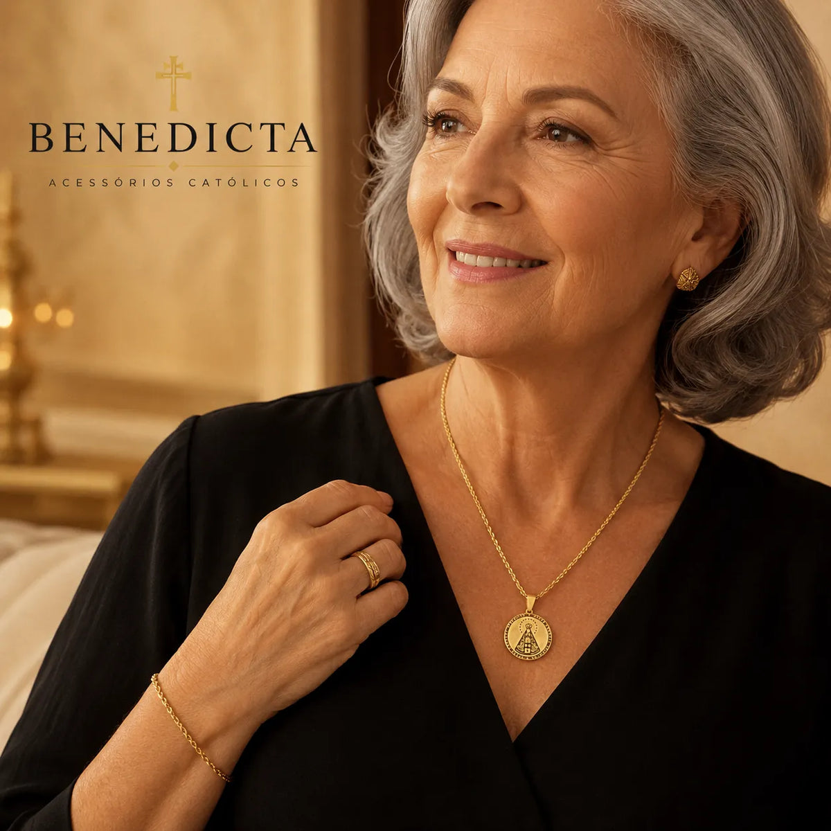 Colar Nossa Senhora Aparecida Dourado | Proteção da Mãe em todos os momentos