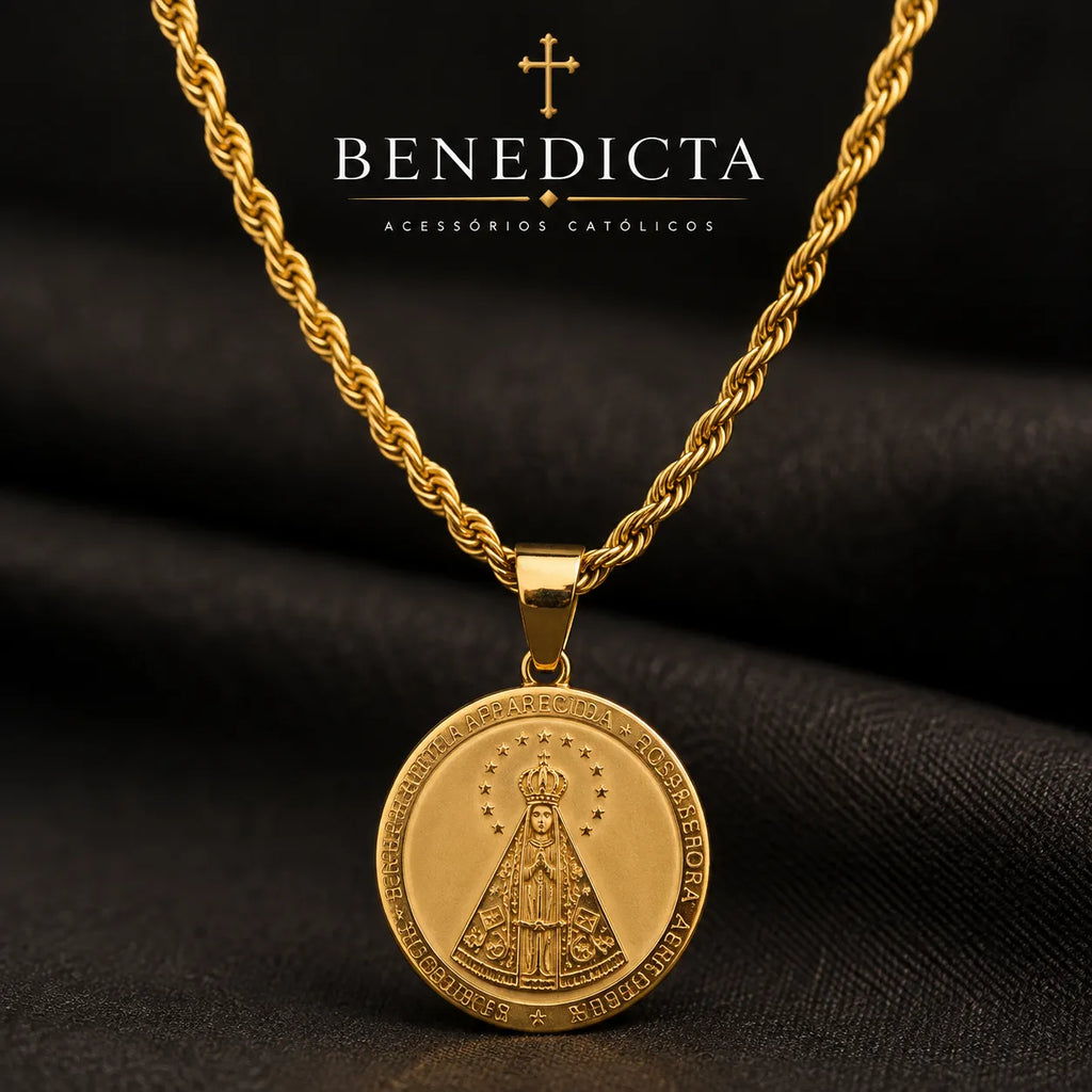 Colar Nossa Senhora Aparecida Dourado | Proteção da Mãe em todos os momentos