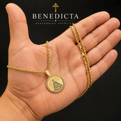 Colar Nossa Senhora Aparecida Dourado | Proteção da Mãe em todos os momentos